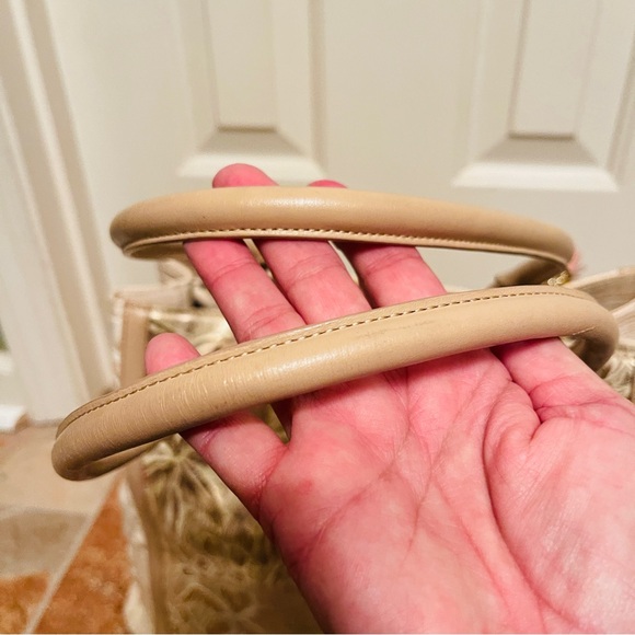 đEXTREMELY RARE! Brahmin Joan Tote Creme Prescott Gold Palms, Leather Handbag - Picture 14 of 16